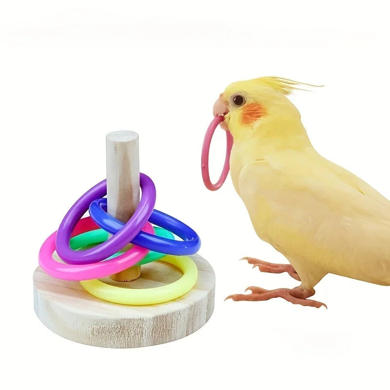 Wooden Interactive Ring Toy for Parrots & Parakeets Bird Ring Toy Babs