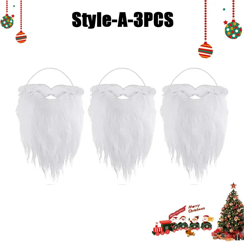 Realistic White Santa Fake Beard – Christmas Costume Prop Costume Accessory Babs A-3PCS