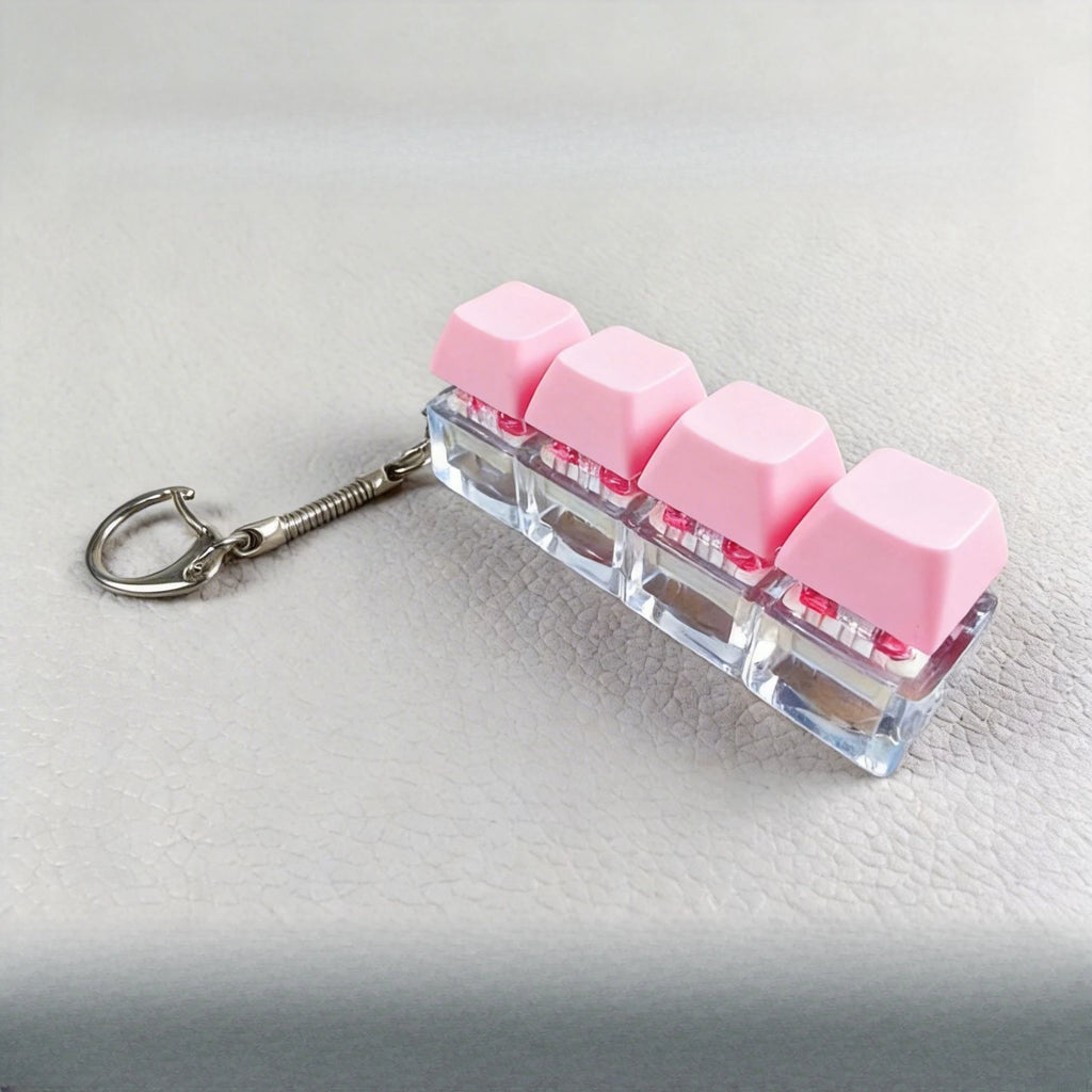 4-Key Mechanical Switch Tester Keychain – Pastel Fidget Toy Keyboard Switch Tester Babs Pink