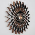 Oeny Sunflower Wall Clock – Large 76.5cm Nordic Silent Quartz Decorative Wall Clock Babs Walnut Color