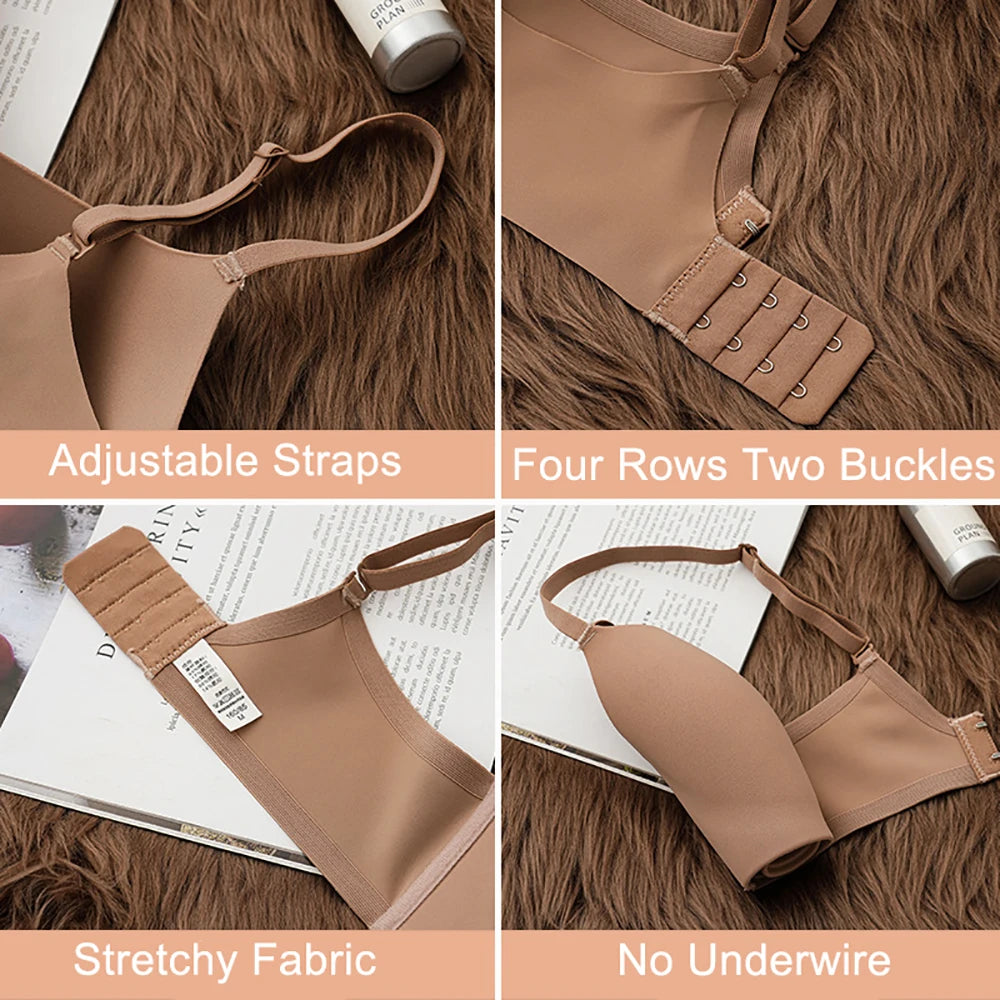 Seamless Wireless Push-Up Bralette – Low Cut, No Underwire Wireless Push-Up Bra Babs