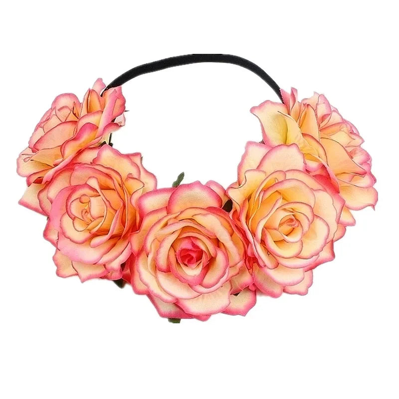 Rose Floral Wreath Crown Headband – Bridal & Party Hair Accessory Floral Hair Crown Babs 7