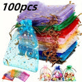 100pcs Organza Gift Bags Star Moon Hot Stamp – Jewelry & Candy Organza Gift Bags Babs Random Color 100pcs