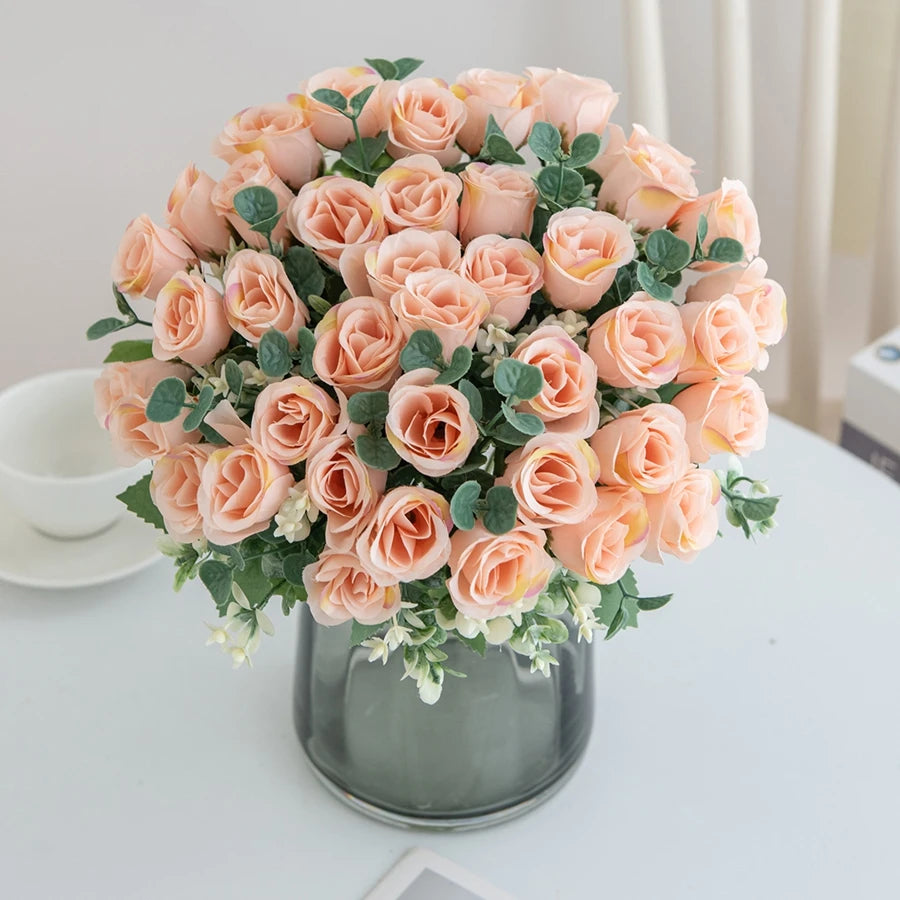 10-Head Silk Artificial Flower Bouquet – Wedding & Home Decor Artificial Silk Flowers Babs
