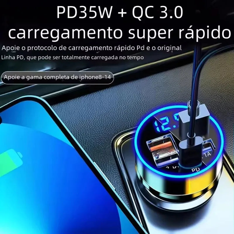 4-Port USB Car Charger PD+QC3.0 35W Fast Charging Adapter Car Charger Adapter Babs
