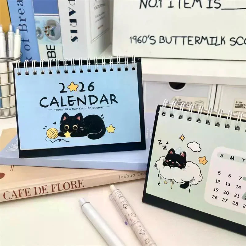 2026 Cat Illustration Compact Desk Calendar – Cute & Portable Desk Calendar Babs