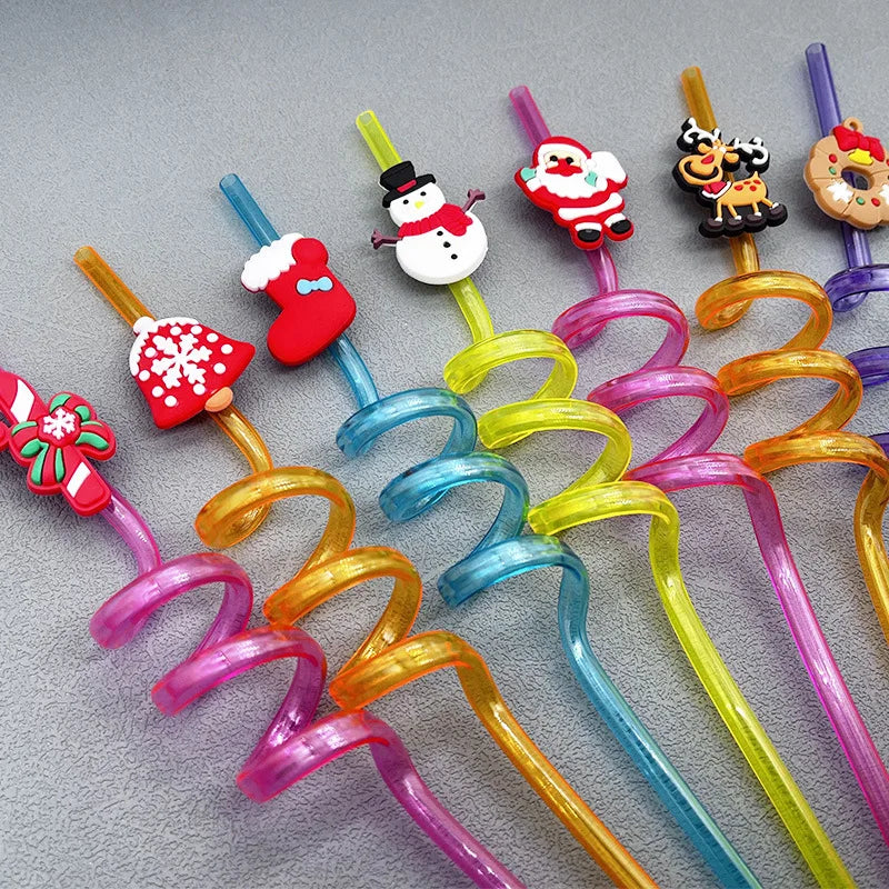 Reusable Santa Christmas Straws – Snowflake Holiday Party Straws Holiday Drinking Straws Babs