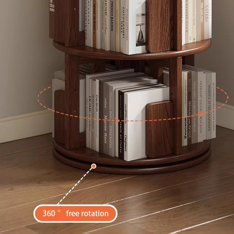 Rotating 6-Tier Wood Corner Bookshelf – Modern Bookcase Rotating Bookcase Babs