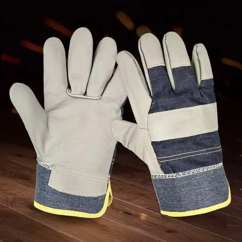 Cowhide Denim Welder Gloves – Double-Thick Work Protection Work Safety Gloves Babs