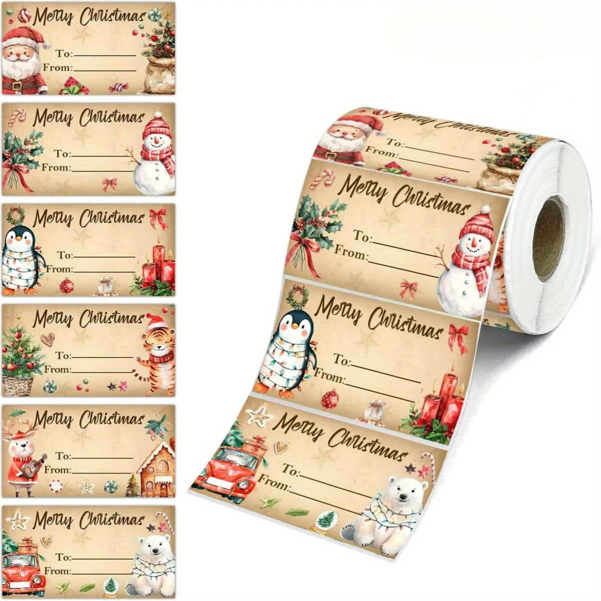 180PCS Christmas Stickers Roll – Santa & Holiday Gift Designs Holiday Craft Stickers Babs Silver 7.4 4cm