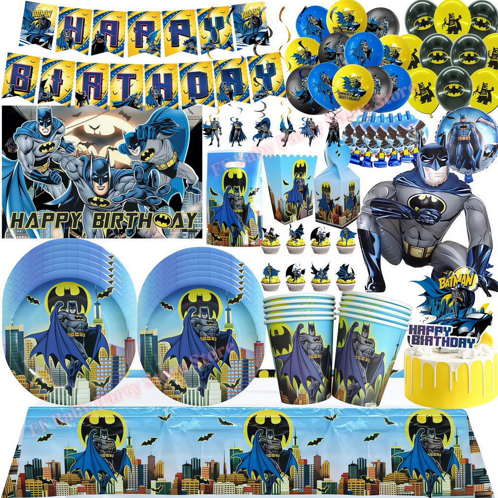 Bat Superhero Birthday Party Kit – Tableware, Balloons & Decor Party Decoration Kit Babs
