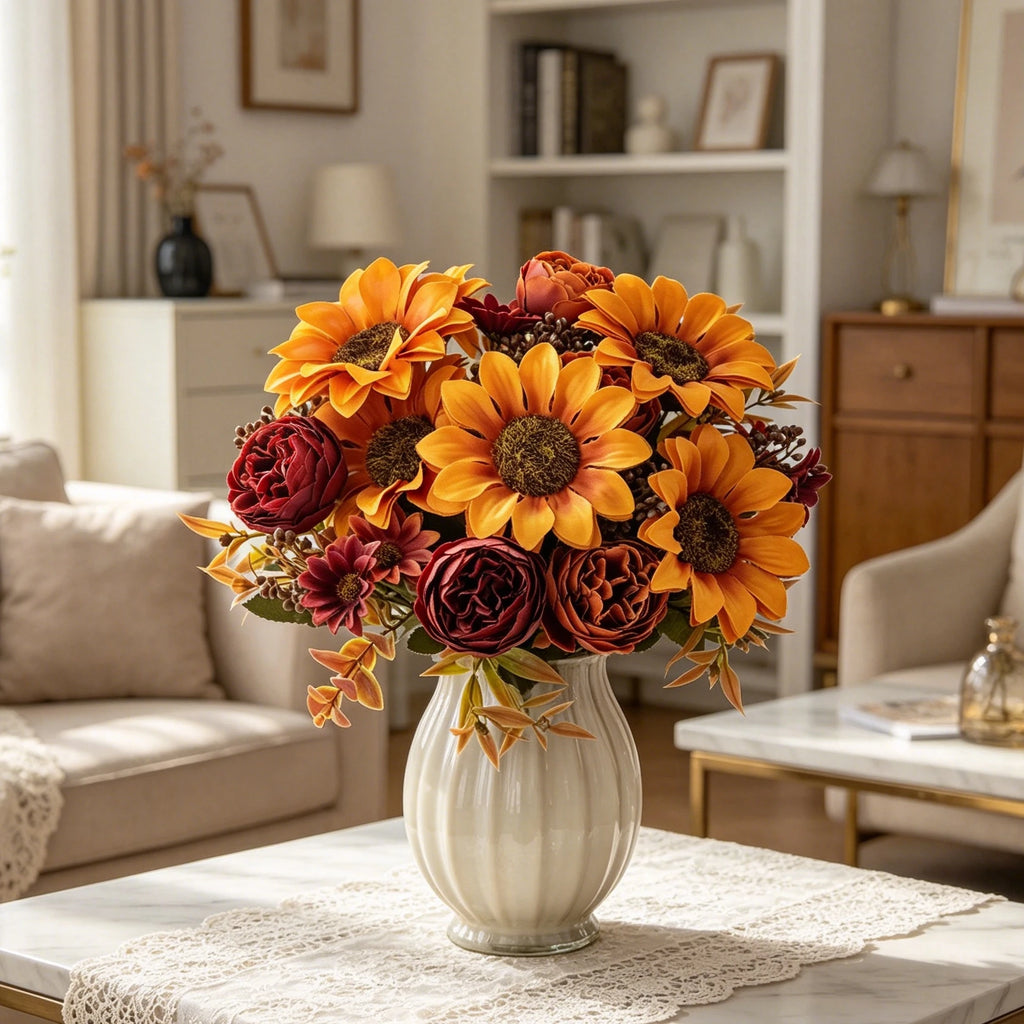 Silk Sunflower Artificial Bouquet – Wedding & Home Decor Artificial Silk Flowers Babs