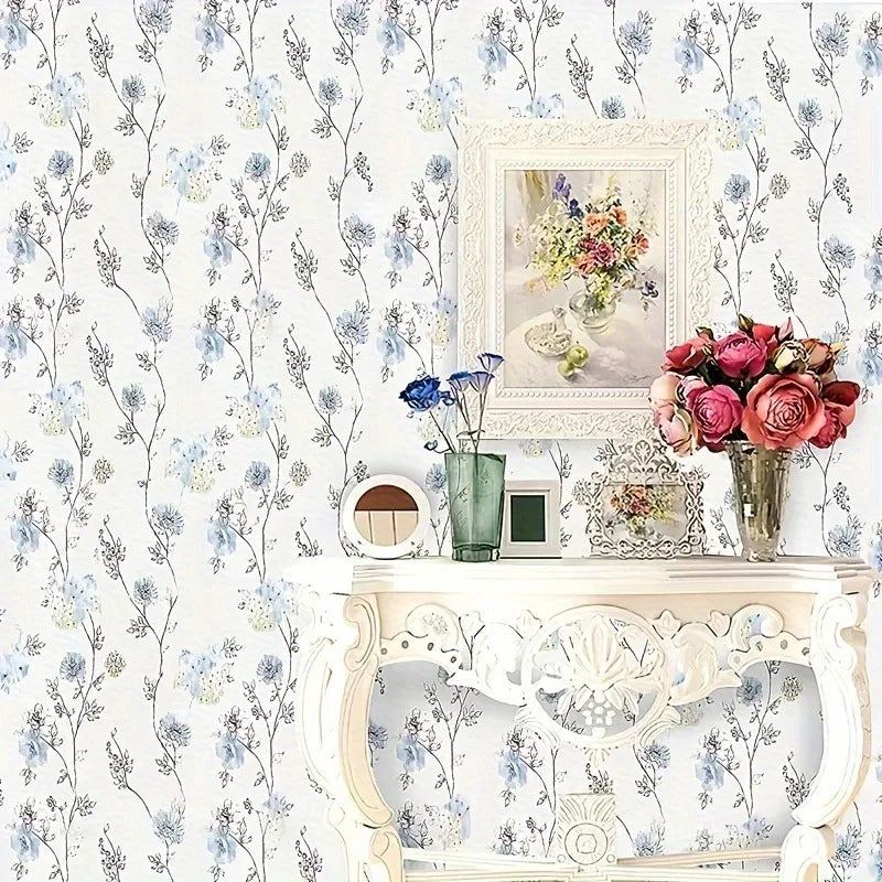 Vintage Blue Floral Peel & Stick Wallpaper – Waterproof Contact Paper Peel & Stick Wallpaper Babs