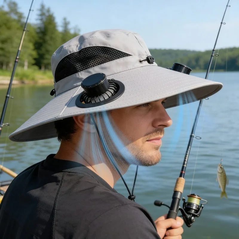 Solar Powered Fan Sun Hat – UV Protection Bucket Hat Solar Fan Sun Hat Babs