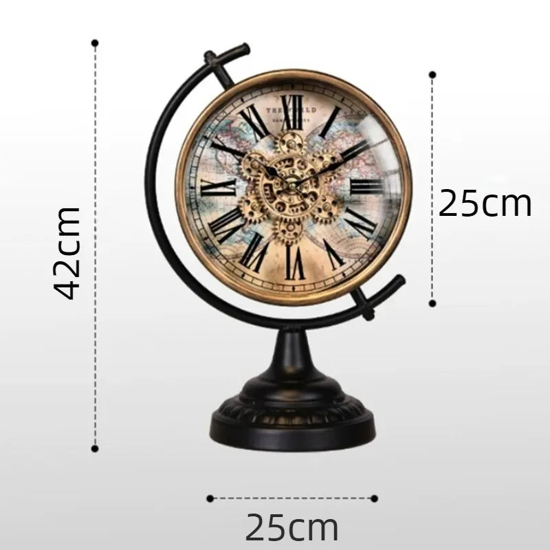 Retro Gear Table Clock – Luxury Antique Metal Desk Clock Decorative Desk Clock Babs