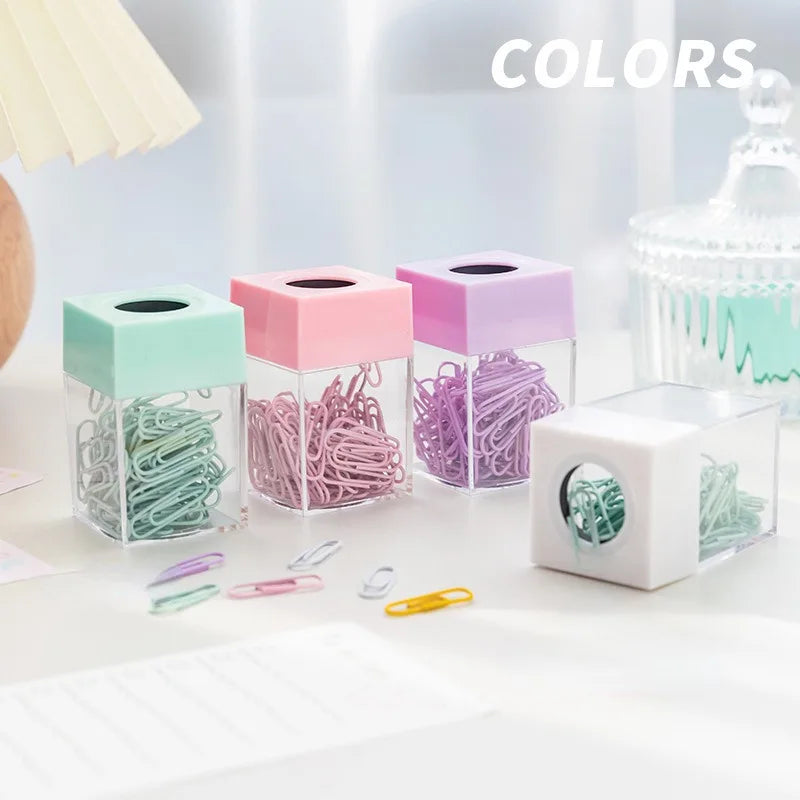 Magnetic Paper Clip Holder Box with 18 Clips – Desk Organizer Desk Organizer Babs