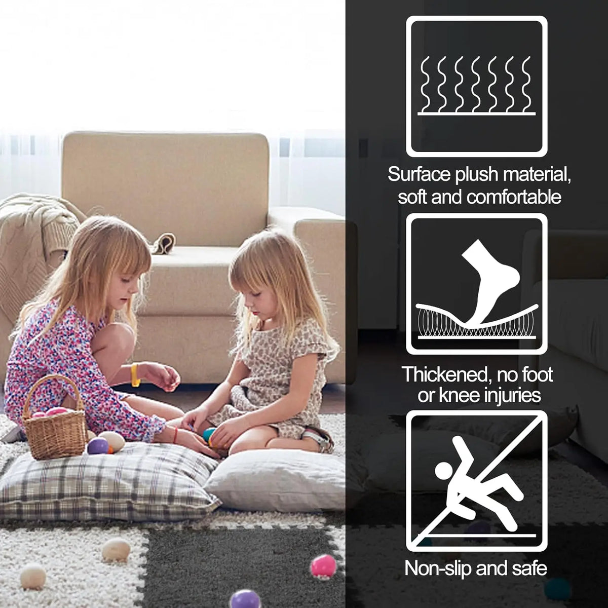 Soft Plush Baby Play Mat – EVA Foam Interlocking Puzzle Tiles Baby Play Mat Babs
