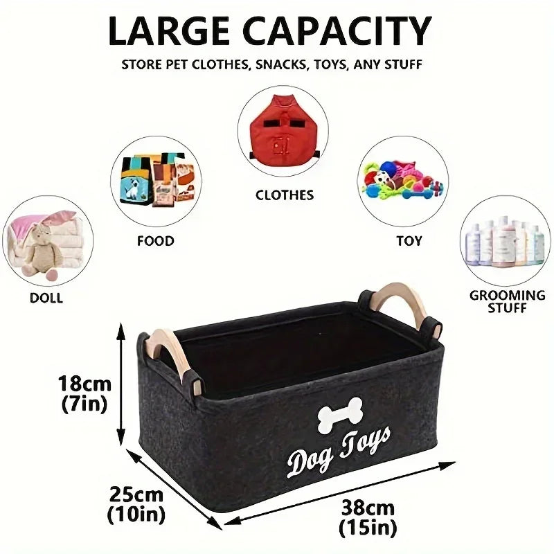 FeltPaws Foldable Pet Storage Box with Handle – 1/2PCS Pet Storage Box Babs