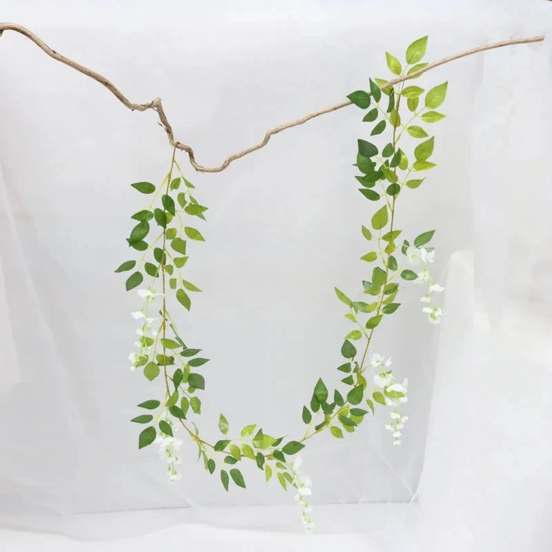 2M Silk Artificial Hydrangea Vine – Wedding & Home Wall Decor Artificial Floral Vine Babs Olive 1 pc