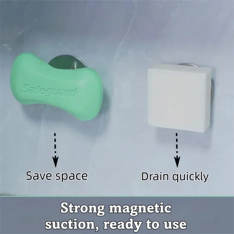 Stainless Steel Magnetic Soap Rack – Wall-Mounted Self-Draining Magnetic Soap Dish Babs