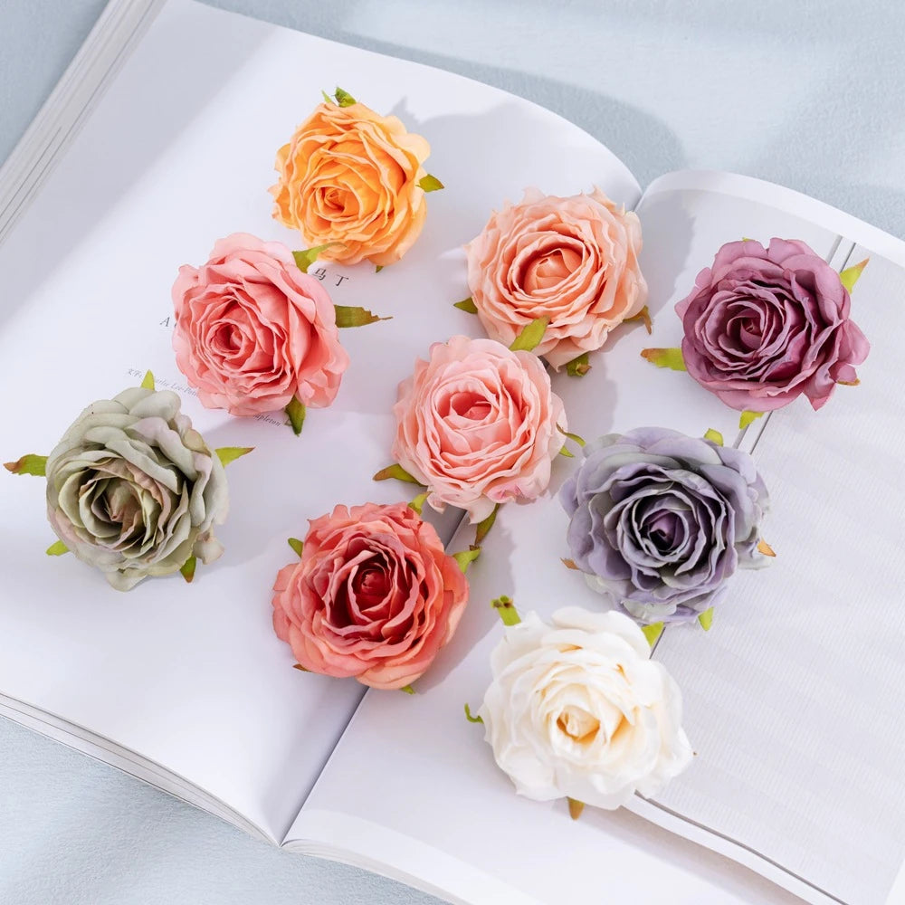 50/100PCS Silk Artificial Rose Heads – Wedding & Home Decor Artificial Flower Heads Babs