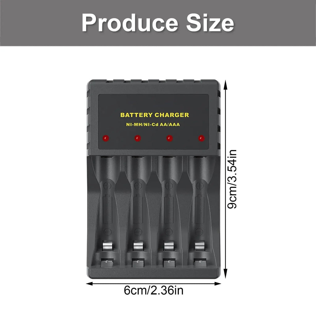 Smart 4-Slot AA AAA USB Battery Charger with LED Indicator Battery Charger Babs
