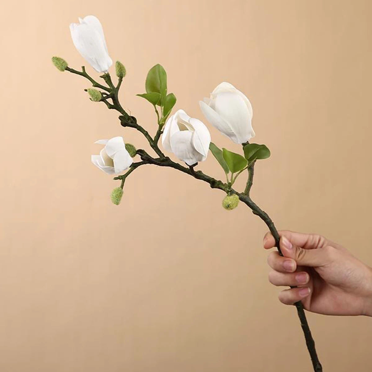 Silk Magnolia Artificial Flower Branch – Wedding & Home Décor Artificial Flower Branch Babs WHITE 2 pcs