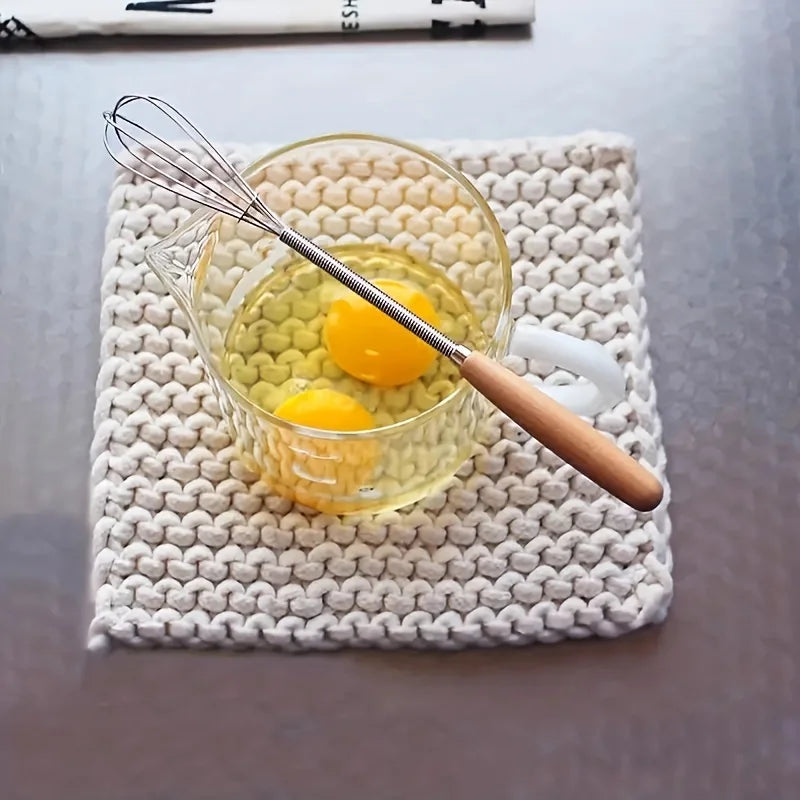 Mini Stainless Steel Egg Whisk with Wood Handle | Kitchen Beater Kitchen Whisk Babs