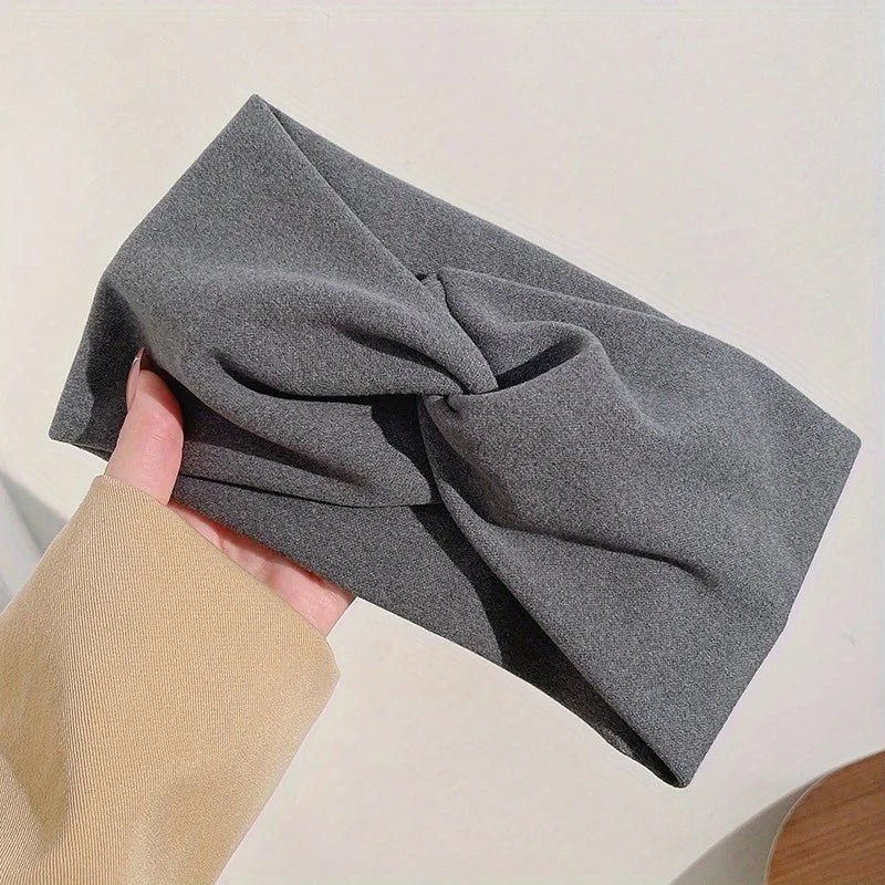 Knotted Elastic Headband – French Wide Brim Hair Accessory Knotted Headband Babs gray