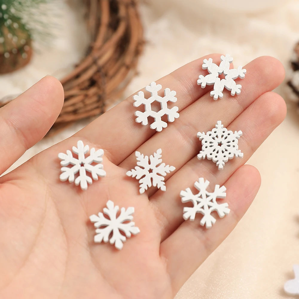 50Pcs Mini Glitter Snowflake Ornaments for Christmas DIY Decor Christmas Craft Ornaments Babs