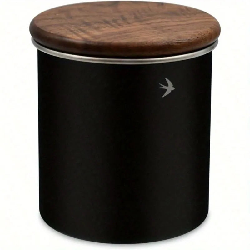 Airtight Stainless Steel Canister with Walnut Wood Lid | Tea & Coffee Food Storage Canister Babs