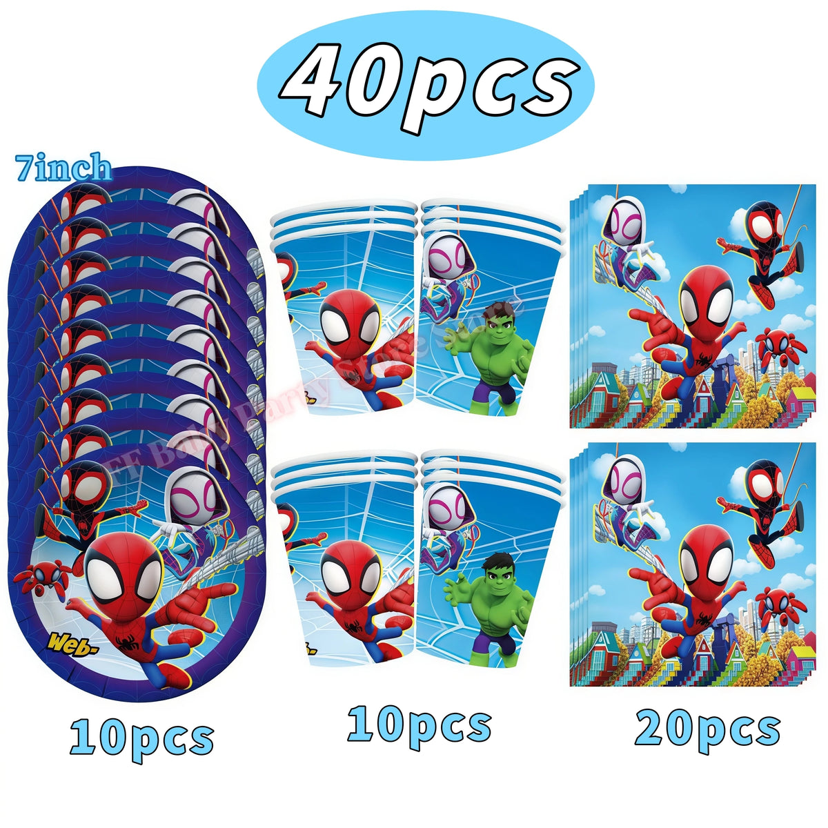 Spider-Man Birthday Party Supplies – Plates, Cups & Balloons Birthday Party Kit Babs 40pcs