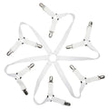 Adjustable Bed Sheet Holder Straps – 12-Clip Fastener Set Bed Sheet Fasteners Babs white