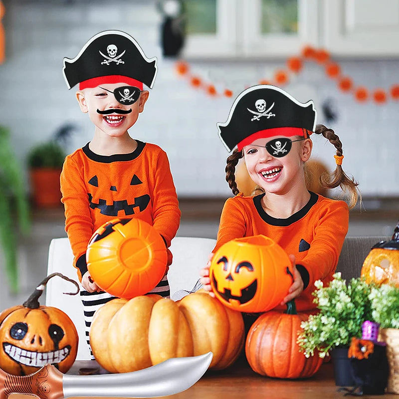12-Pc Pirate Hat & Eye Patch Set – Halloween & Party Costume Costume Accessory Set Babs