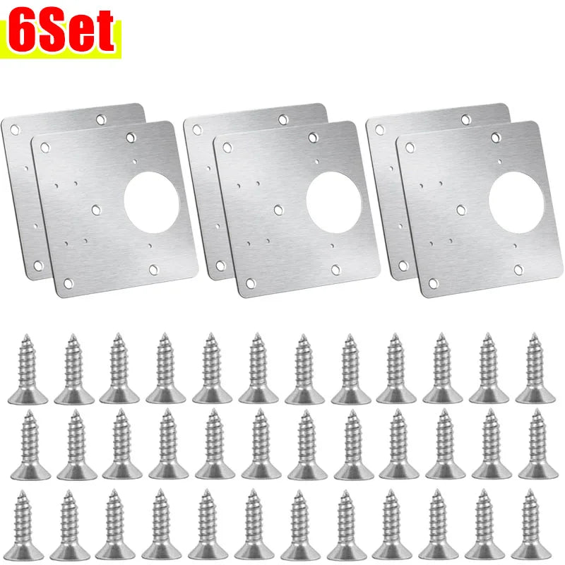 Stainless Steel Cabinet Door Hinge Repair Plate Kit & Screws Hinge Repair Kit Babs 6 sets
