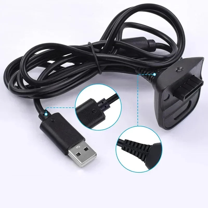 USB Charging Cable for Xbox 360 Wireless Controller + LED Indicator Controller Charging Cable Babs