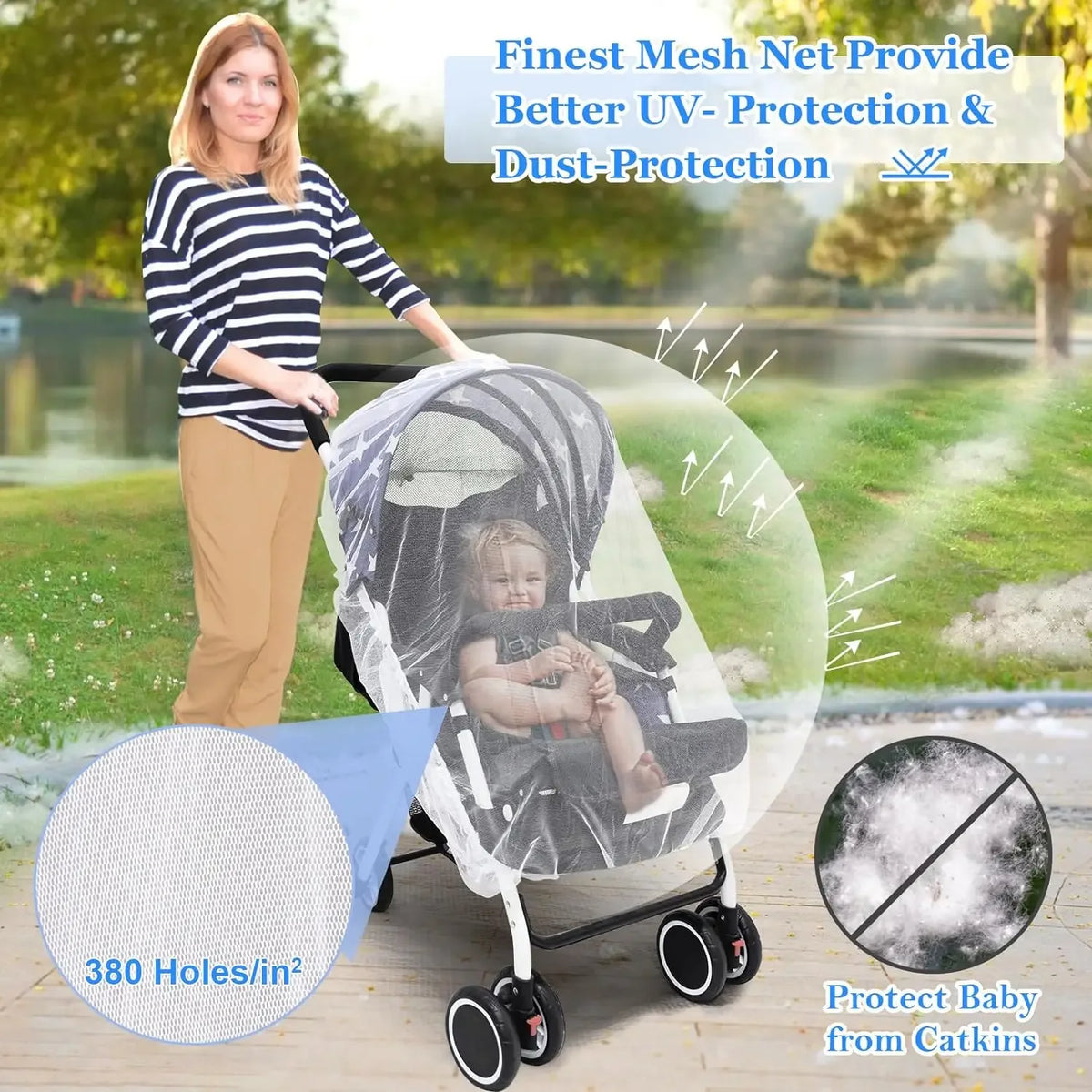 Baby Stroller Mosquito Net – Insect Shield Mesh Pram Cover Stroller Mosquito Net Babs