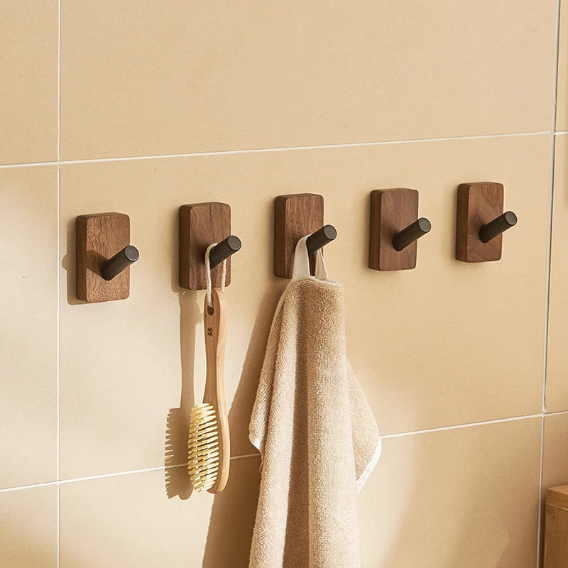 Natural Walnut Wood Wall Hook – Coat, Key & Towel Hanger Wooden Wall Hook Babs
