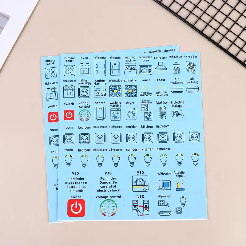 Circuit Breaker Panel Label Stickers – Waterproof PVC 2/5 Sheets Panel Label Stickers Babs blue 2sheets