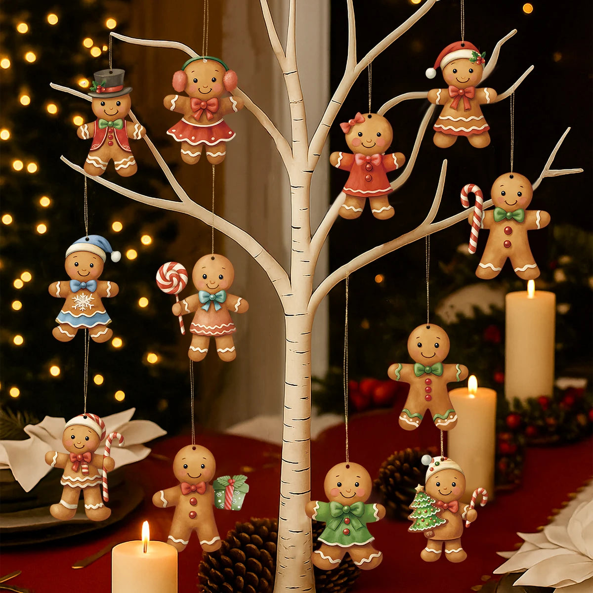 Wooden Gingerbread Man Christmas Ornament 2025 Xmas Decor Christmas Tree Ornament Babs