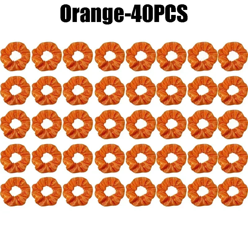 LED Light-Up Scrunchies – Satin Elastic Hair Bands for Parties LED Hair Scrunchies Babs Orange-40PCS