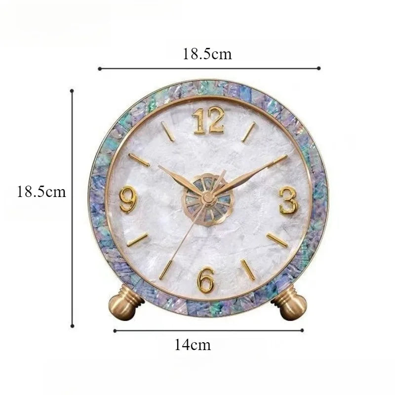 Natural Seashell Brass Desk Clock – Silent Quartz Home Decor Decorative Desk Clock Babs