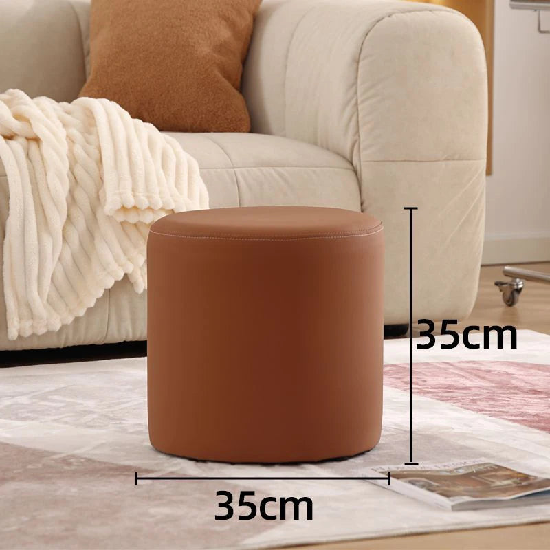 Nordic Pine Wood Ottoman Stool – Modern Cushioned Vanity Pouf Ottoman Stool Pouf Babs Brown small