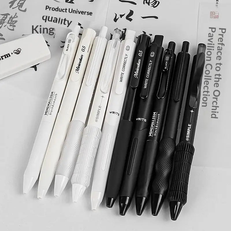 5-Pack Retractable Gel Pens 0.5mm Black Ink Korean Style Retractable Gel Pen Babs