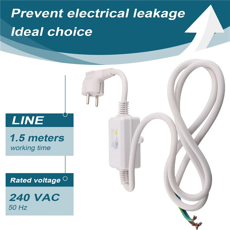RCD Circuit Breaker Plug with Cable – EU Plug, 16A Protection RCD Safety Adapter Babs