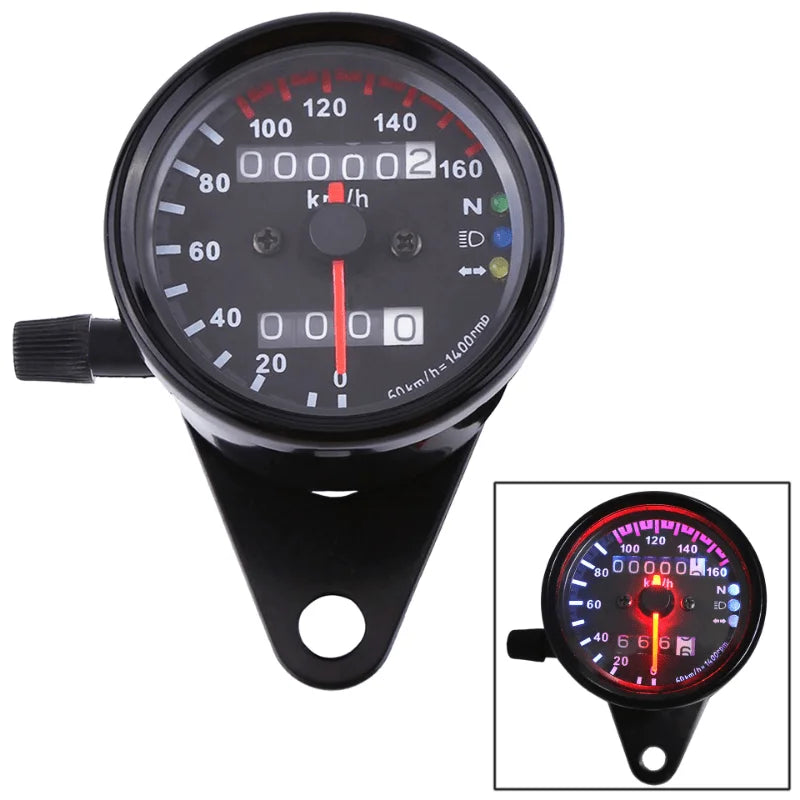 Universal Motorcycle Speedometer Odometer 12V Dual Speed Meter LED Motorcycle Speedometer Babs