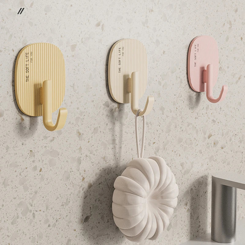 4pcs Traceless Wall Hooks – Key, Coat & Towel Hanger Set Adhesive Wall Hooks Babs