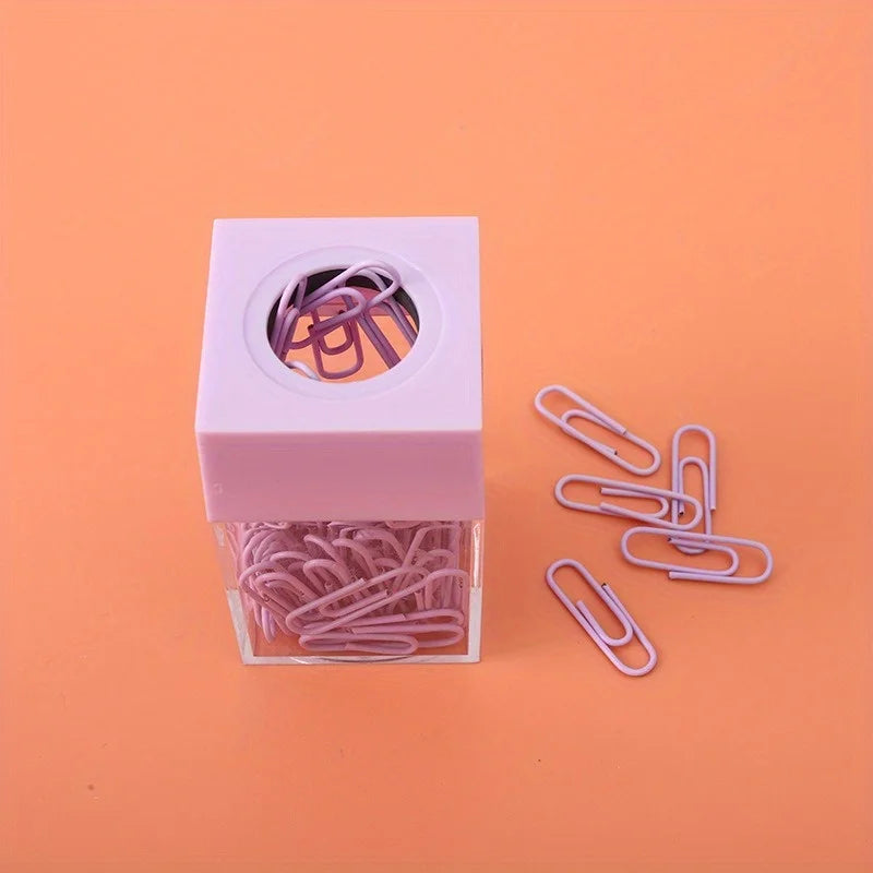 Magnetic Paper Clip Holder Box with 18 Clips – Desk Organizer Desk Organizer Babs purple
