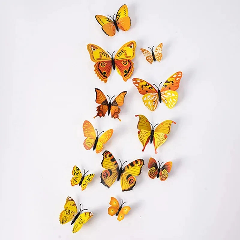 12Pcs 3D Butterfly Wall Stickers – Home & Wedding Décor 3D Wall Stickers Babs Yellow