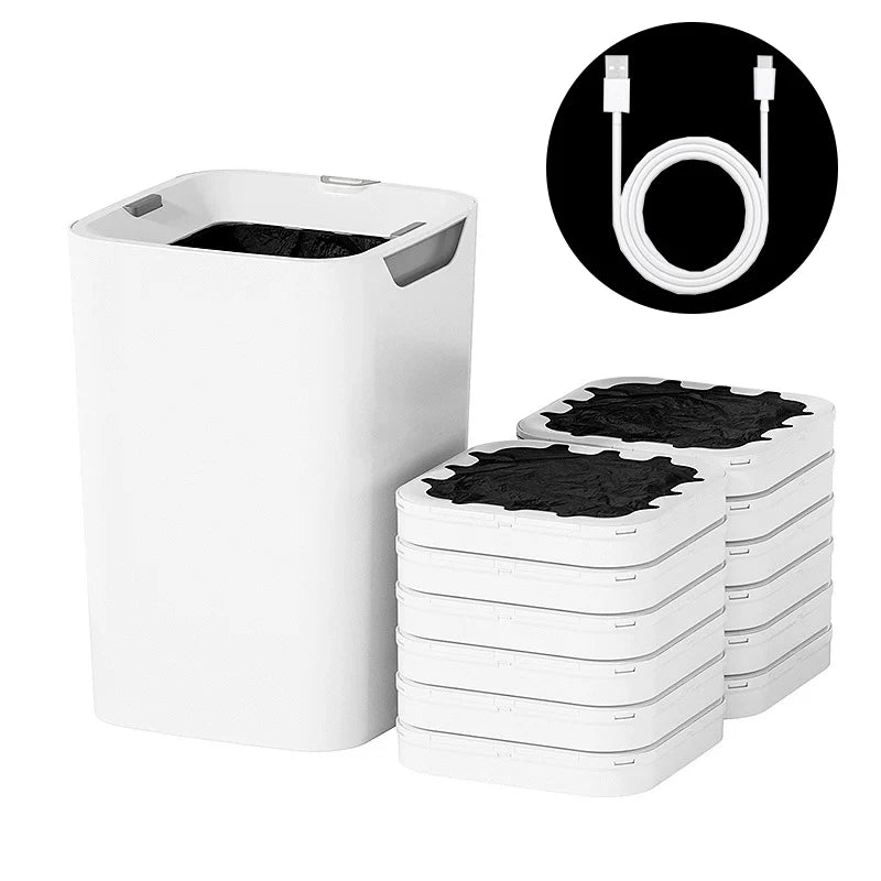 Smart 16L Rectangular Trash Can – Kitchen Bathroom Bedroom Bin Rectangular Trash Can Babs White-12 Trash Boxes